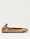 Lanvin Ruched Detail Metallic Ballerina Shoes In Gold