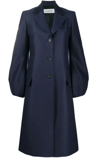 Lanvin Balloon Sleeve Single-breasted Coat In Black
