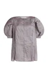 Lanvin Balloon Sleeves Silk Top In Gray