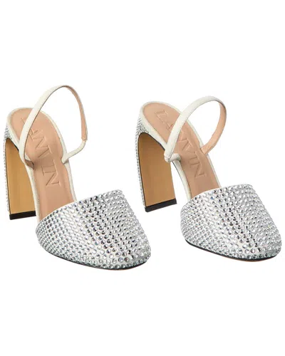 Lanvin Banana Heel Suede Slingback Pump (authentic Pre-loved) In Gray
