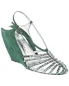 Lanvin Banana Heel Suede Wedge Sandal In Green