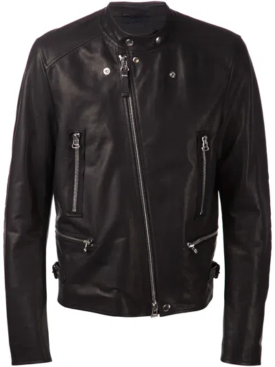 Lanvin Band Collar Biker Jacket In Black