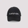 Lanvin Structured Black Cotton Cap With Embroidered Logo In Black