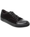 Lanvin Dbb1 Matte Cap Toe Low Top Sneaker In Burgundy Suede