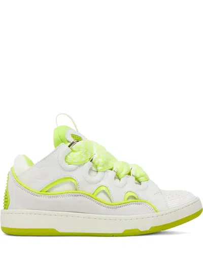 Lanvin Baskets Curb "blanc/jaune Fluo" Sneakers In White