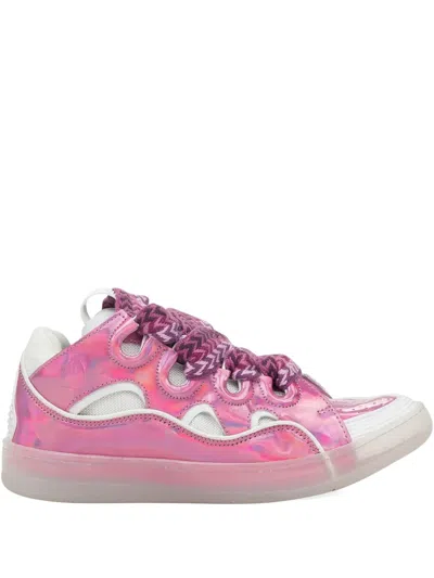Lanvin Baskets Curb "rose/blanc" Sneakers In Pink