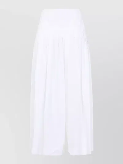 Lanvin Basque Midi Skirt Pleated Cotton Charmeuse In White