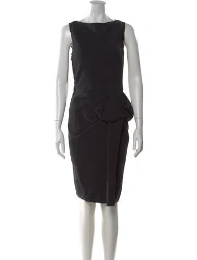 Pre-owned Lanvin Bateau Neckline Knee-length Dress In Black