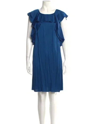 Pre-owned Lanvin Bateau Neckline Knee-length Dress In Blue