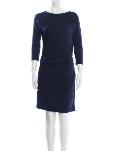 Pre-owned Lanvin Bateau Neckline Knee-length Dress In Blue