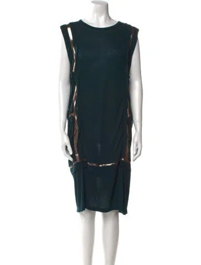 Pre-owned Lanvin Bateau Neckline Knee-length Dress In Green