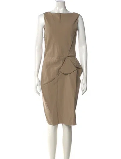Pre-owned Lanvin Bateau Neckline Knee-length Dress In Neutrals