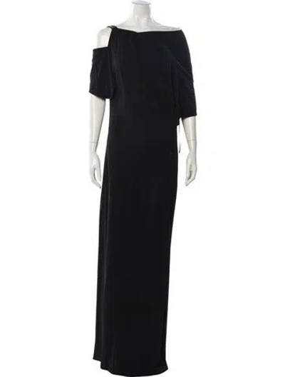 Pre-owned Lanvin Bateau Neckline Long Dress In Black