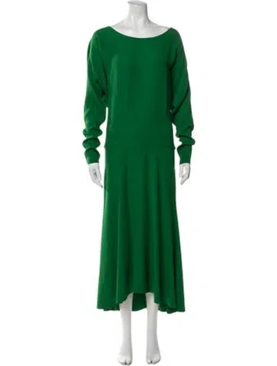 Pre-owned Lanvin Bateau Neckline Long Dress In Green