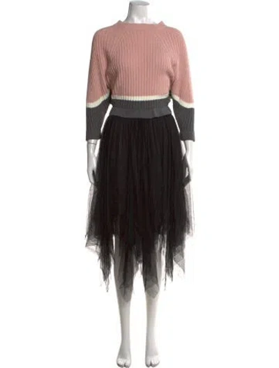 Pre-owned Lanvin Bateau Neckline Long Dress In Multicolor