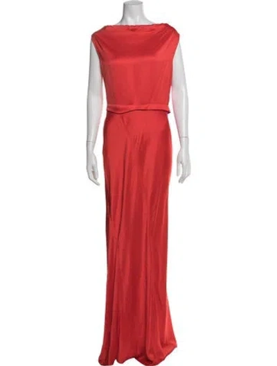Pre-owned Lanvin Bateau Neckline Long Dress In Red