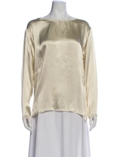 Pre-owned Lanvin Bateau Neckline Long Sleeve Blouse In Neutral