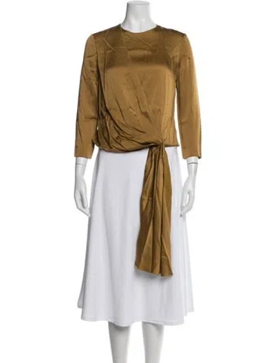 Pre-owned Lanvin Bateau Neckline Long Sleeve Blouse In Yellow