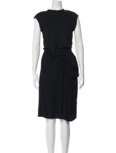 Pre-owned Lanvin Bateau Neckline Midi Length Dress In Blue