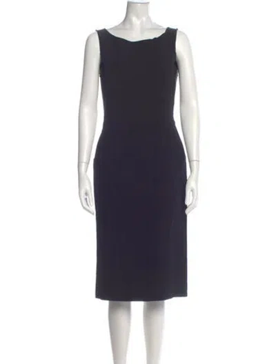 Pre-owned Lanvin Bateau Neckline Midi Length Dress In Blue
