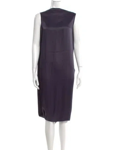 Pre-owned Lanvin Bateau Neckline Midi Length Dress In Purple