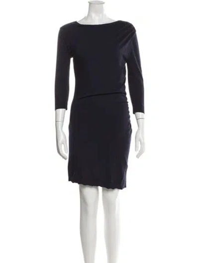 Pre-owned Lanvin Bateau Neckline Mini Dress In Blue