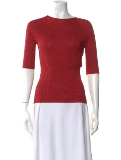 Pre-owned Lanvin Bateau Neckline Three-quarter Sleeve Top In Red
