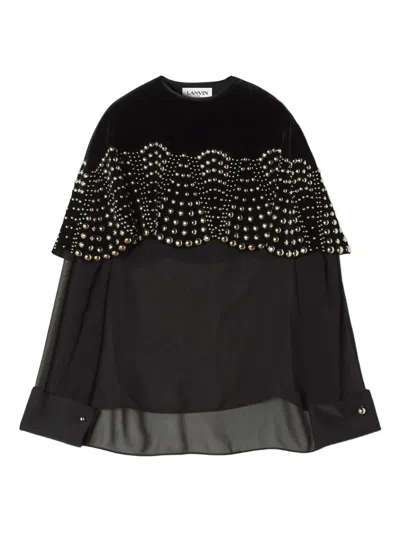 Lanvin Beaded Velvet Top In Black