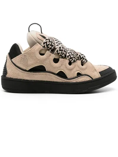 Lanvin Beige And Black Curb Sneakers