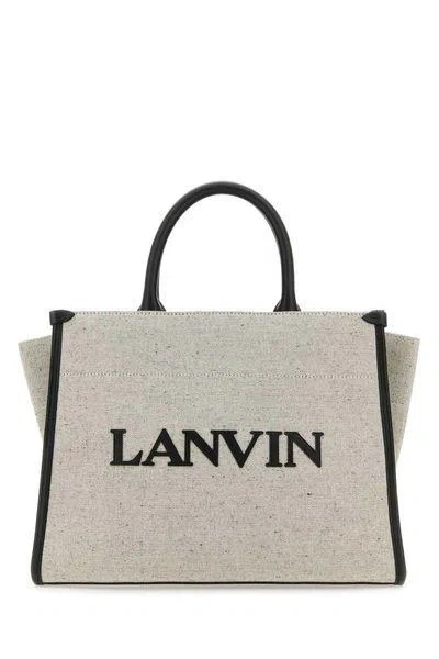 Lanvin Beige And Black Men's Tote Handbag For Ss24 In Neutral