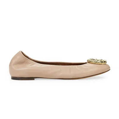 LANVIN BEIGE BALLERINA AVEC MELODIE BIJOUX FLATS