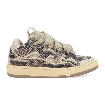 Lanvin Beige Curb Sneakers In White