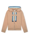 Lanvin Kids' Beige Hoodie With Logo And Curb Motif