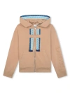 Lanvin Beige Hoodie With Logo And Curb Motif In Brown