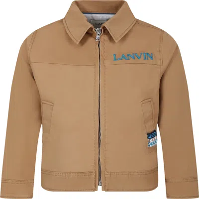 LANVIN BEIGE JACKET FOR BOY WITH LOGO