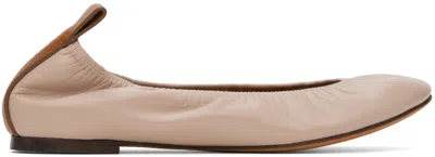 LANVIN BEIGE LEATHER BALLERINA FLATS