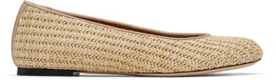 Lanvin Beige Raffia Ballerina Flats In Natural