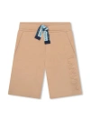 LANVIN BEIGE SHORTS WITH LOGO AND CURB MOTIF
