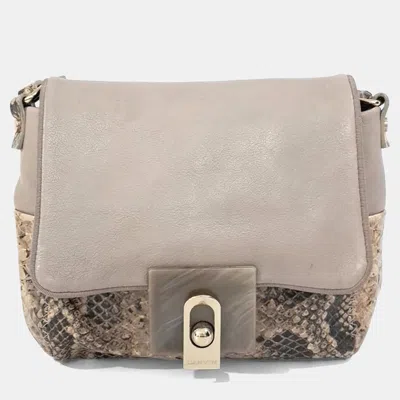 Pre-owned Lanvin Beige Snakeskin Leather Crossbody Bag In Sand