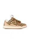 Lanvin Beige Sneakers For Girl With Leopard Pattern In Brown
