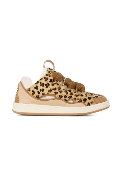 LANVIN BEIGE SNEAKERS FOR GIRL WITH LEOPARD PATTERN