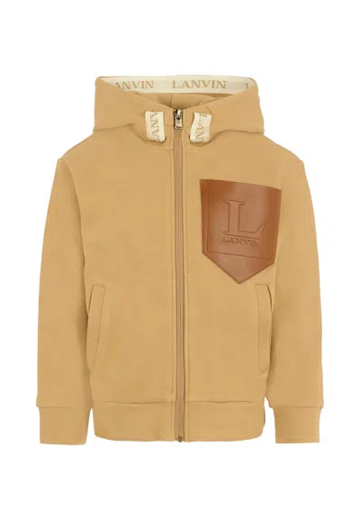 Lanvin Kids' Beige Sweatshirt For Boy With Logo In Brown