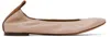 Lanvin Round Toe Ballet Flats In Nude Leather In Dark Beige