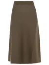 Lanvin Fine Knitted Flared Midi Skirt In Brown