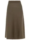 Lanvin Fine Knitted Flared Midi Skirt In Brown