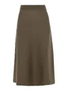 Lanvin Fine Knitted Flared Midi Skirt In Marrón