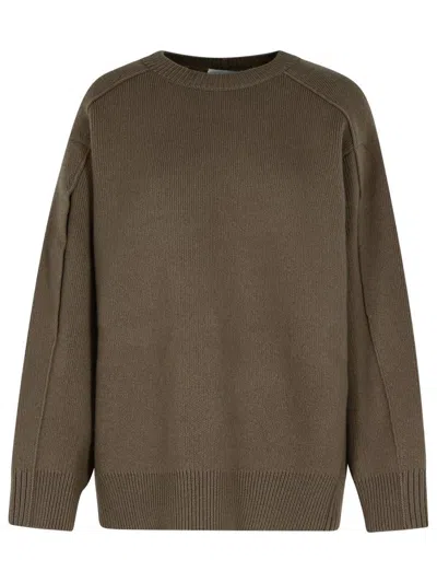 Lanvin Ribbed Cuff Oversized Jumper In Brown