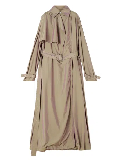 Lanvin Belted Buckle-cuffs Trench In Neutral