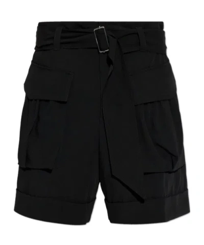 Lanvin Belted Cargo Shorts In Black
