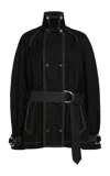 Lanvin Belted Cropped Cotton Trench Coat In Black